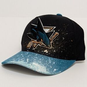 (SOLD) 1 of 1 Custom painted San Jose Sharks Mitchell & Ness hat